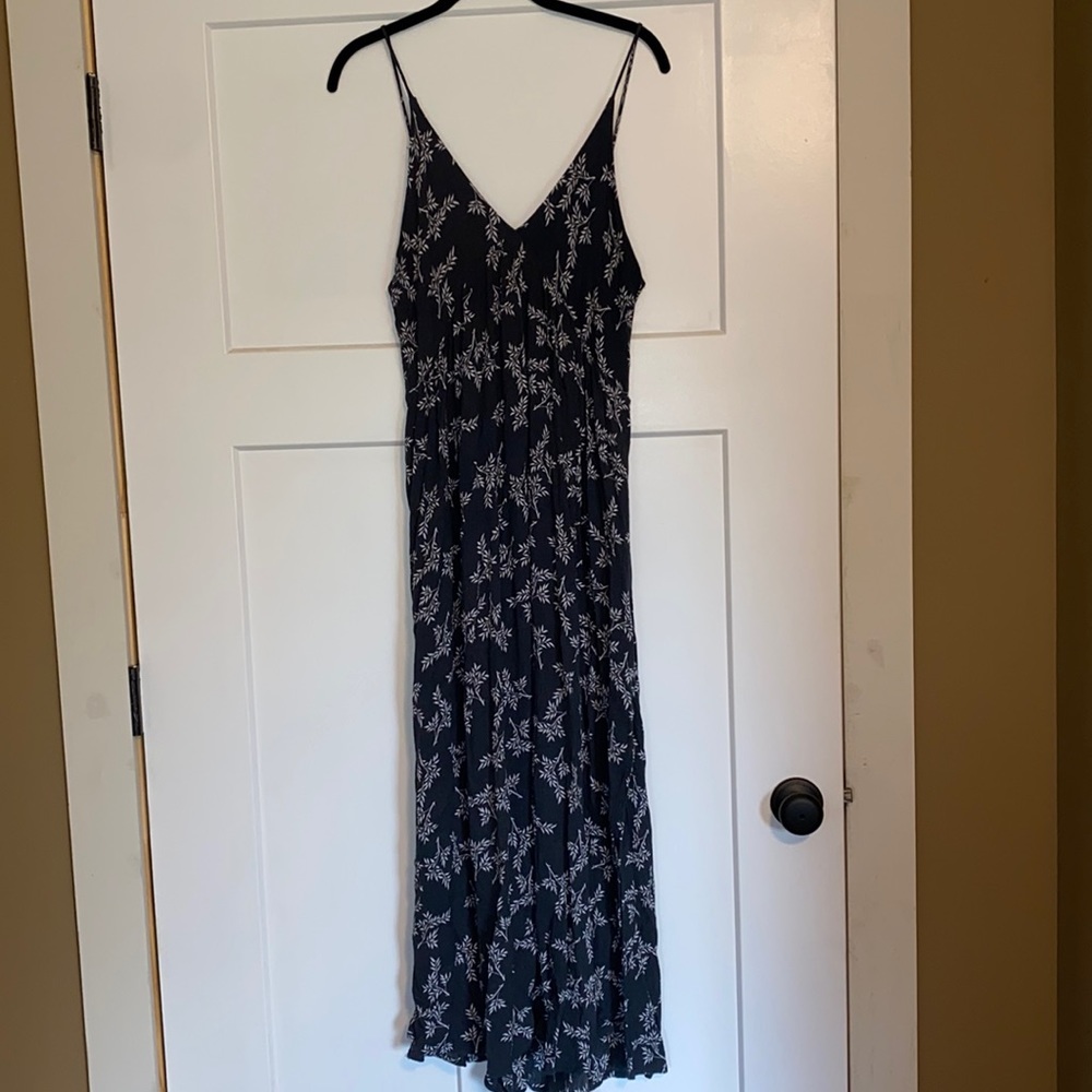 Navy maxi dress with floral details